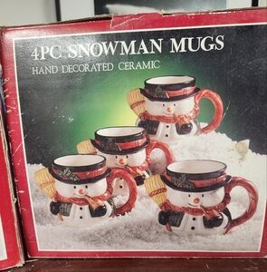 Jc Penney ceramic snowman mugs